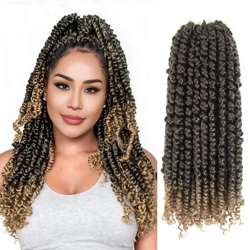 Miniatura 26 de Pelo Passion Twist de 8 pulgadas, trenzas de ganchillo pretrenzadas, paquetes de 8 paquetes (1B/negro natural)
