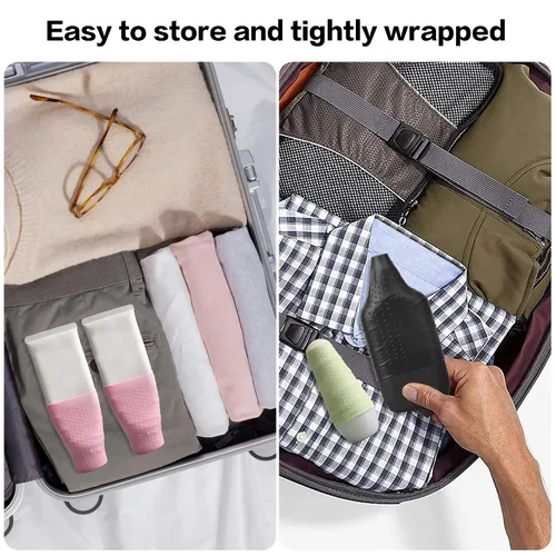 Miniatura 5 de YUBIRD 10 fundas de silicona para botellas para artículos de aseo de viaje, fundas a prueba de fugas, esenciales de crucero para mujeres y hombres