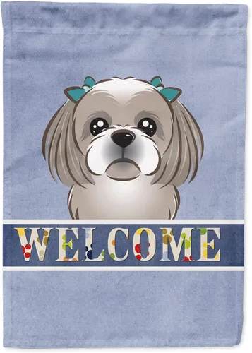 Miniatura 123 de Caroline's Treasures BB1405GF Bandera de jardín de bienvenida de bulldog inglés, Bandera de buzón azul, bandera decorativa para el patio, obra