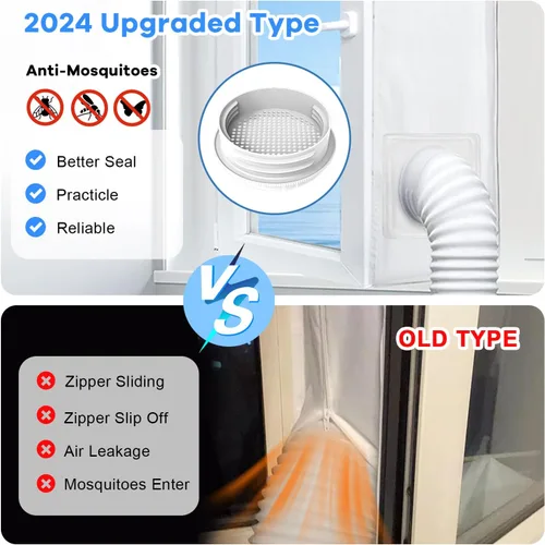 Miniatura 6 de Kit de sellado de ventana de CA portátil de 157.5 in (157 pulgadas) con acoplador universal para manguera de escape de 5.1"/5.9", kit de sellado
