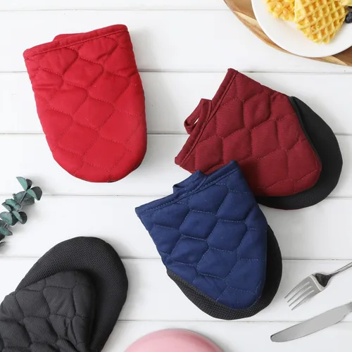 Miniatura 3 de Glynniss Mini guantes de horno resistentes al calor, 2 guantes cortos de silicona para horno, superficies de agarre antideslizantes, guantes