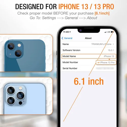 Miniatura 2 de Trianium Protector de pantalla de vidrio templado diseñado para Apple iPhone 13 (2021) /iPhone 13 Pro (2021), paquete de 3
