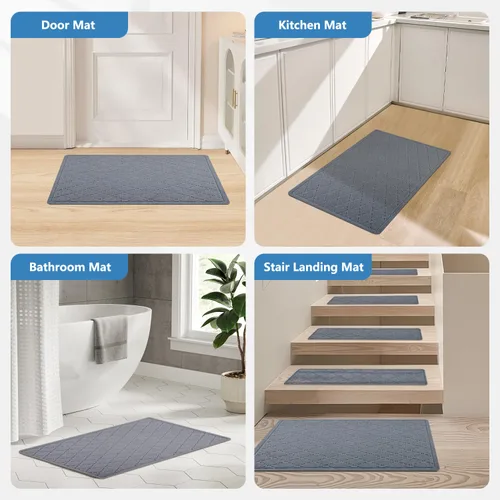 Miniatura 5 de Stair Treads with Landing Rug for Wooden Steps Indoor, Peel and Stick Stair Treads Matching-Mat 20"X32" Stair Landing Slip Resistant Polyester Stair