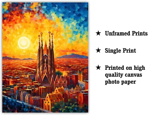 Miniatura 2 de Bestbuddy Pet 8x10 sin marco noche estrellada inspirada Sagrada Familia Barcelona España sitio histórico católico punto de referencia mundial Europa