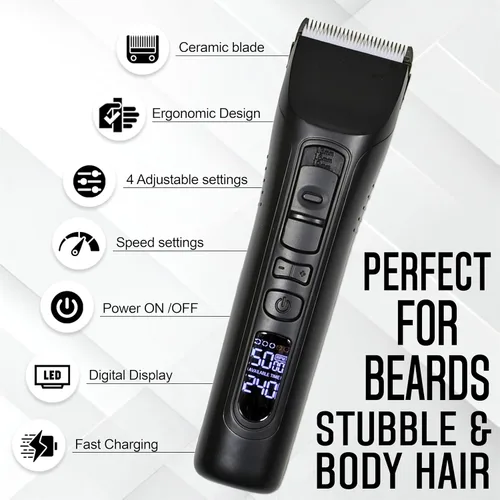 Miniatura 4 de Brio Beardscape V1 Recortador de barba para hombre profesional con cuchilla de cerámica de baja fricción, recortador de pelo inalámbrico profesional