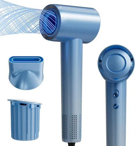 Secador de Pelo, Secador de Pelo de 130000 RPM con Motor Sin Escobillas de Alta Velocidad para Secado Rápido, 400 Millones de Iones Negativos Azul