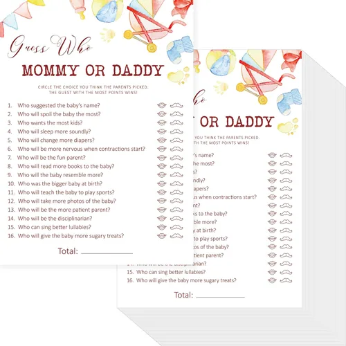Miniatura 13 de 55 piezas de juegos de baby shower, tarjetas de predicciones y adivina la frase con respuestas incluidas, juegos de baby shower divertidos de género
