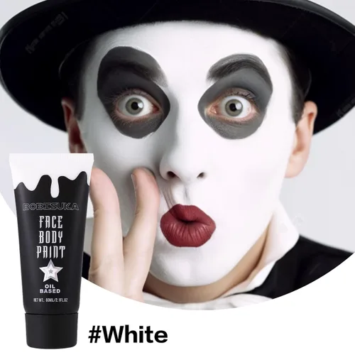Miniatura 2 de Pintura facial blanca, pintura corporal de maquillaje de payaso, kits de pintura facial en crema mezclable para Skull Joker Vampire Mime, cosplay