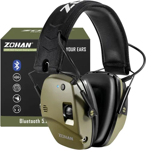 ZOHAN 035 Auriculares de protección auditiva Bluetooth 5.4 para tiro con cancelación activa de ruido y amplificación de sonido, NRR 22dB para campo