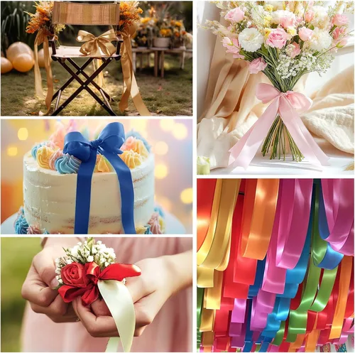Miniatura 6 de Cinta negra de tela de satén de 1-1/2 pulgadas, cinta sólida de 50 yardas para envolver regalos, ramo de flores, corona, boda, decoración de fiesta