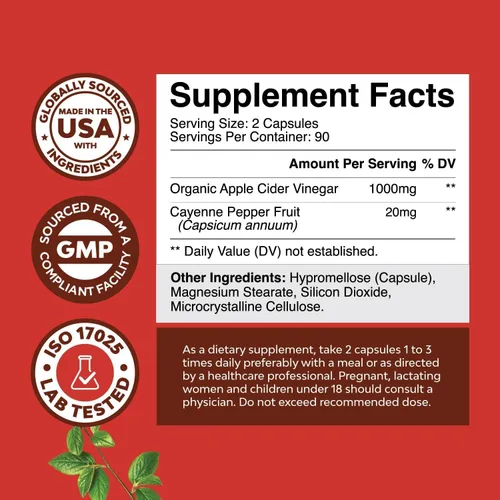 Miniatura 8 de Cápsulas limpiadoras de vinagre de sidra de manzana, pastillas de limpieza profunda y desintoxicación ACV para la salud intestinal y digestiva