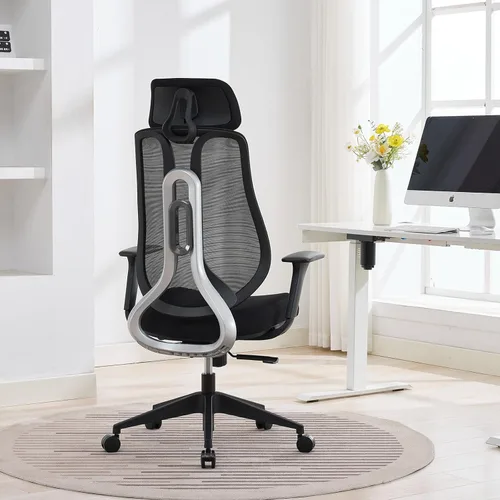Miniatura 2 de Nouhaus Strato Silla de oficina ergonómica, sillas de oficina en casa de malla, cómodas con reposabrazos 3D, respaldo ajustable en altura, Negro