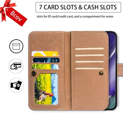 Miniatura 3 de Bcov Funda para Samsung Galaxy S22, Postal de la Torre Eiffel multifunción Funda de cuero para teléfono con múltiples ranuras para tarjetas, correa