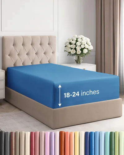 Miniatura 11 de Sábana bajera ajustable extra profunda tamaño completo – Sábana bajera individual de lujo para hotel únicamente – Se adapta fácilmente a colchones