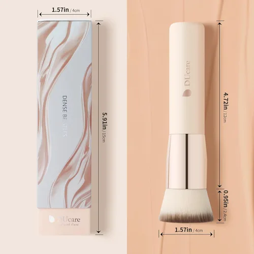 Miniatura 6 de DUcare Brocha para Base, Brocha Kabuki de Punta Plana Sintética Profesional para Maquillaje, Mezcla de Líquidos, Polvo Mineral, Pulido, Punteado