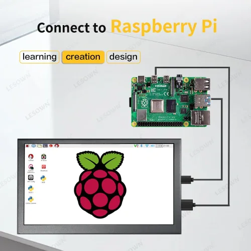 Miniatura 5 de 7 pulgadas mini monitor HDMI pantalla LCD PC caso secundario 1024x600 IPS pequeño monitor portátil con altavoces pantalla de temperatura PC
