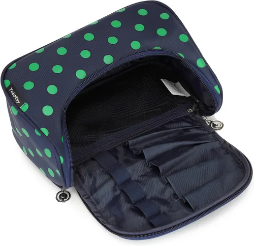 Miniatura 4 de Yeiotsy - Bolsa para cosméticos, neceser, para viaje, a lunares / Estuche de maquillaje para mujer Azul marino