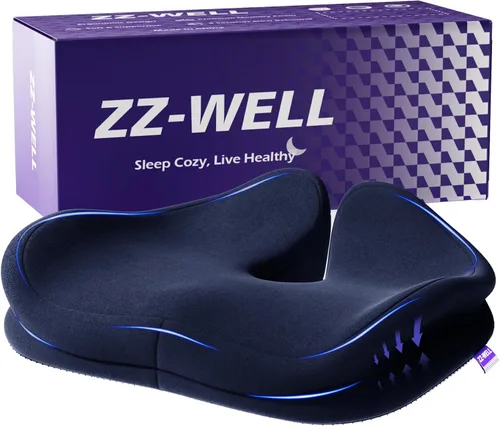 ZZ-WELL Cojines de asiento para sillas de oficina, cojín ergonómico para aliviar el dolor y la presión del coxis, cojín de asiento de espuma Azul