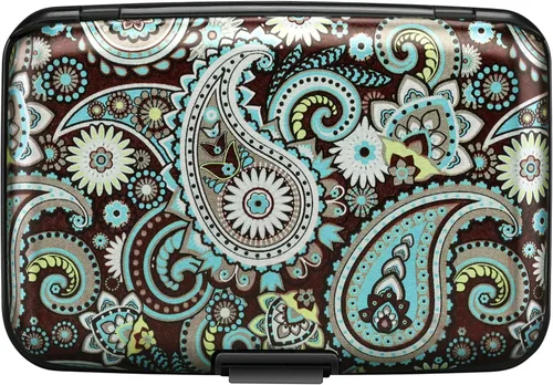 Miniatura 32 de ELFISH Mini cartera de aluminio RFID para tarjetas de crédito, funda de identificación de metal para hombres y mujeres, Happy Flower, Cartera Rfid