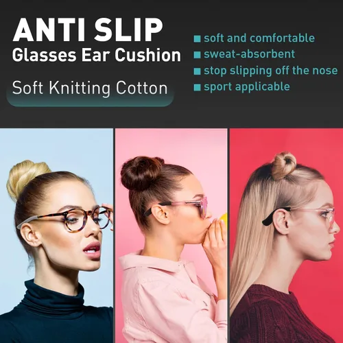 Miniatura 4 de KAJUDA 4 pares de pinzas para las orejas, almohadillas de algodón de punto suave, almohadillas de oreja, puntas de las patillas de las gafas