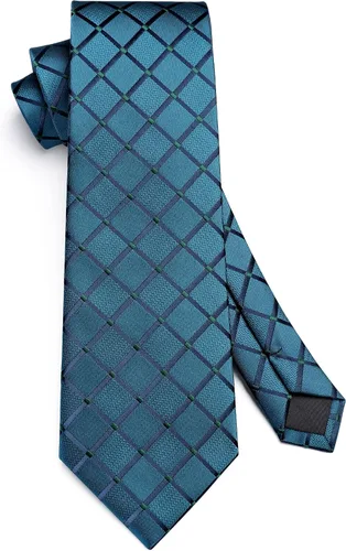 Miniatura 248 de HISDERN Conjunto de corbata a cuadros a cuadros pañuelo tejido clásico formal para hombre corbata y bolsillo cuadrado