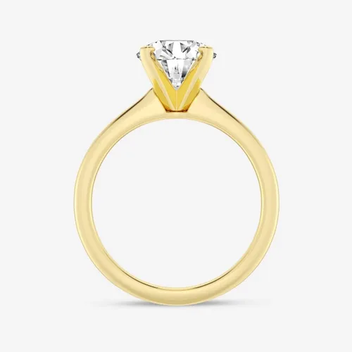 Miniatura 3 de IGI 1, 2, 3, 4, 5 quilates, redondo, excelente anillo de compromiso con solitario de diamante creado en laboratorio en oro amarillo de 14 k