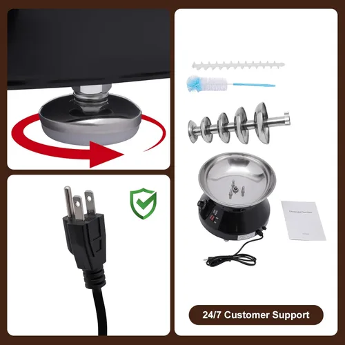 Miniatura 5 de Fuente de chocolate comercial de 5 niveles, 230 W, 7 libras, gran capacidad, acero inoxidable, torre de fondue de chocolate caliente, máquina