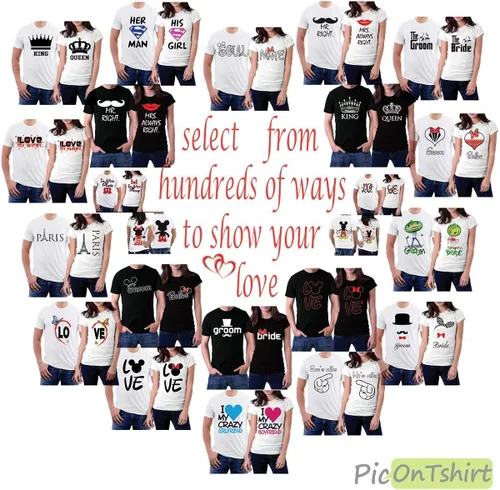 Miniatura 3 de picontshirt Rey y la Reina Blanco Par Camisetas Negro Coronas
