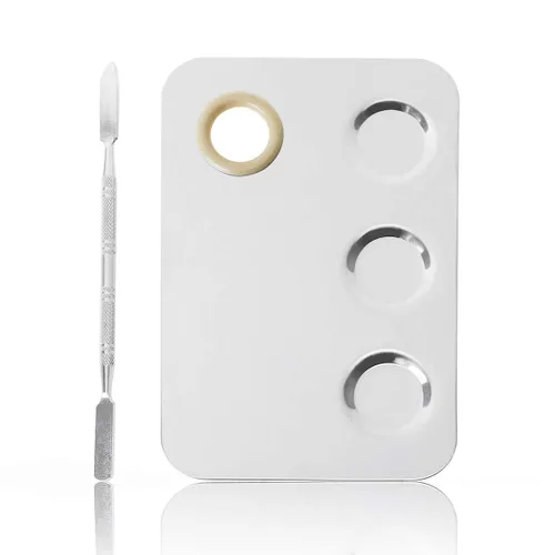 Miniatura 8 de Paleta de mezcla de maquillaje, paleta de espátula de maquillaje con espátula de base, paleta de maquillaje de acero inoxidable, bandeja de mezcla