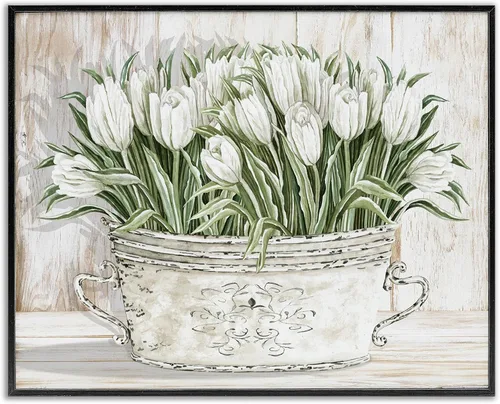 Miniatura 27 de Stupell Industries Ramos florales antiguos en frascos, arte giclée enmarcado, blanco, 20 x 16 pulgadas, fácil de colgar y resistente, fabricado