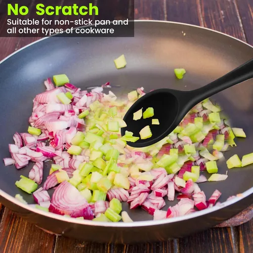 Miniatura 5 de GEEKHOM Cucharas de cocina de silicona, 2 piezas de 11 pulgadas, juego de utensilios de cocina de silicona resistentes al calor, cucharas grandes