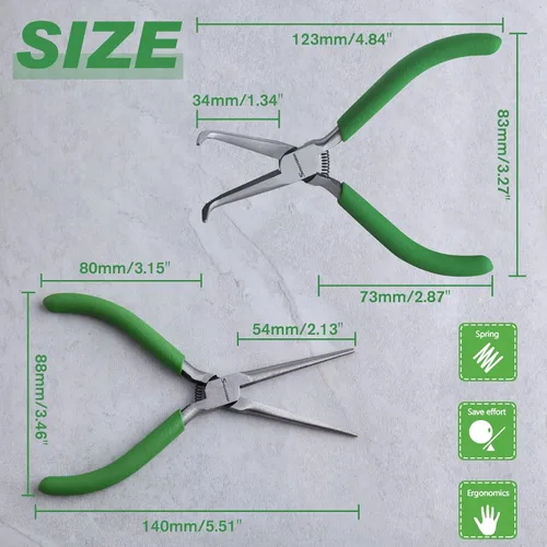 Miniatura 4 de SPEEDWOX 2PCS Alicates Mini de Punta de Aguja Curvados con Dientes y Alicates de Punta de Aguja para Fabricación de Joyas, Alicates de Punta Larga