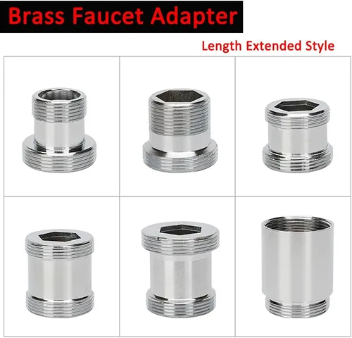 Miniatura 4 de 2 adaptadores de grifo de latón, rosca NPT macho a macho de 0.866 in, conector aireador de grifo para grifo de fregadero, adaptador purificador