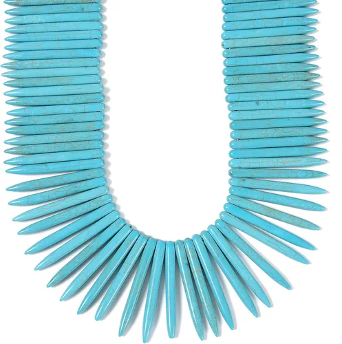 Miniatura 2 de JM Design Cuentas de punta de espiga turquesa howlita azul, tamaño 0.197x0.787 in, 15.5 '' hebra para la fabricación de joyas Color azul