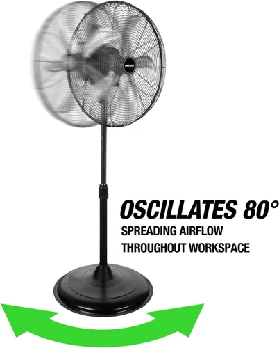 Miniatura 5 de OEMTOOLS OEM24871 - Ventilador de pedestal oscilante de 20 pulgadas, altura ajustable para garaje, tienda, gimnasio, almacén de flujo de aire