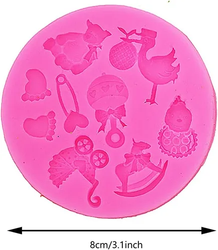 Miniatura 2 de Mini molde de silicona para azúcar, fondant y tarta, tema de baby shower, color rosa