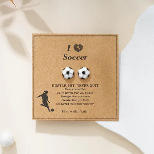 Miniatura 6 de C-leen Aretes de béisbol, fútbol, voleibol, baloncesto, regalos para mujeres y niñas, hipoalergénicos chapados en plata, aretes de béisbol, fútbol