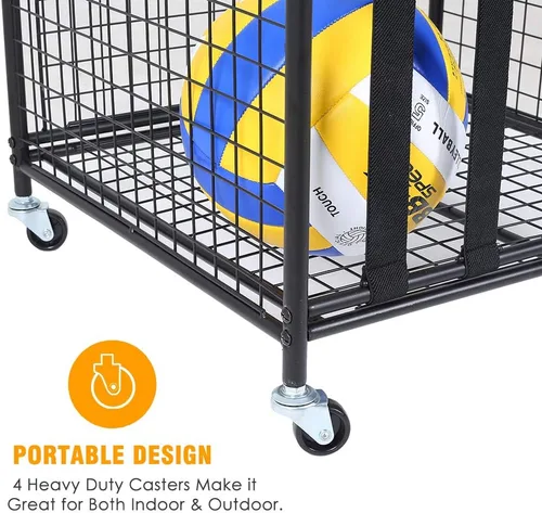 Miniatura 6 de Snail Organizador de almacenamiento de equipo deportivo para garaje, carro rodante con canasta y ganchos para pelotas deportivas, jaula