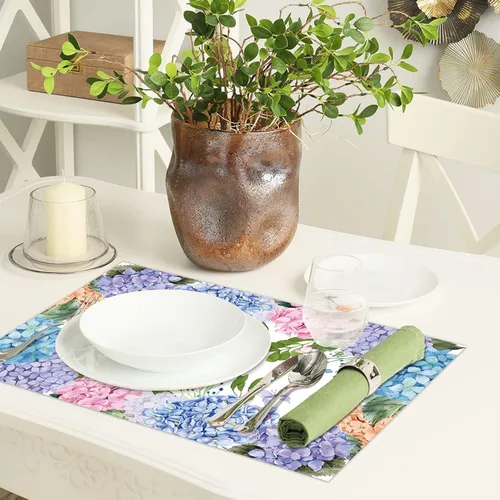 Miniatura 4 de Manteles individuales desechables de papel, paquete de 50 manteles individuales de hortensias de 16 x 11 pulgadas, manteles individuales florales