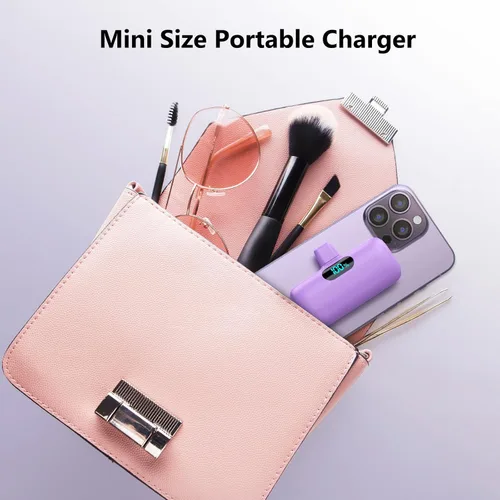 Miniatura 5 de [Paquete de 2] Mini cargador portátil de 5000 mAh, batería portátil de 3A PD USB C, batería de pantalla LCD compatible con iPhone 17/17 Air/16/16