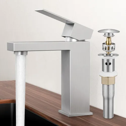 Miniatura 18 de KES - Grifo para lavabo de baño con mando único en acero inoxidable, versión regular o alta de SUS 304 - L3156ABLF-P Oro cepillado