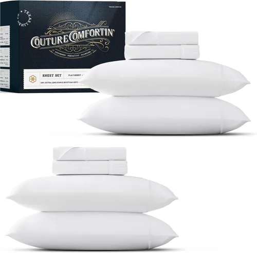 Miniatura 37 de TEXAS LINEN CO. Juego de 4 fundas de almohada 100% de algodón egipcio, tamaño estándar/Queen, lujosas fundas de almohada de 1500 hilos marfil