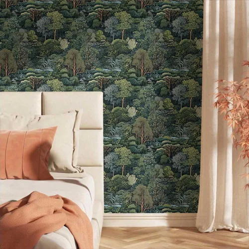 Miniatura 2 de 18"x236" Papel Tapiz Naturaleza Bosque Árboles Ríos Despegar y Pegar Autoadhesivo Removible Papel de Contacto Adherible Fácil de Despegar Papel