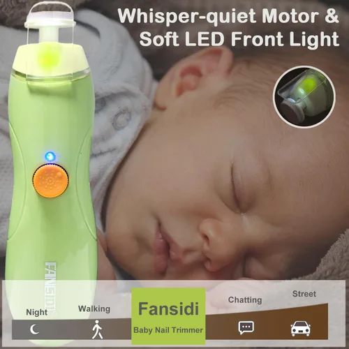 Miniatura 4 de Fansidi Recortador de uñas eléctrico recargable, lima de uñas fácil y segura para recién nacidos a niños pequeños, carga USB, velocidad continua