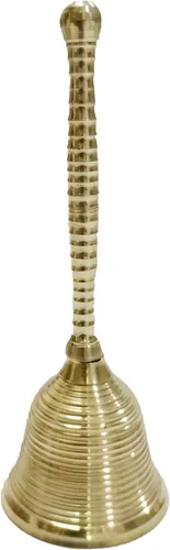 Ghanti - Campana de mano de latón india, colorida campana decorativa para Navidad, mandir, Pooja, artículos de boda, Diwali, decoración de oficina