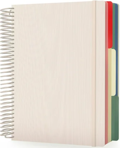Miniatura 15 de Cuaderno de espiral EUSOAR, A4 de 9.25" x 11.7", con rayas para universidad, 3 divisiones con bolsillos, gran cuaderno espiral a rayas, 240 páginas