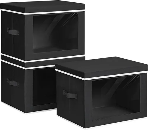 Miniatura 24 de Homsorout Contenedores de almacenamiento con tapas, organizadores pequeños de tela con ventana, contenedores de almacenamiento plegables para ropa