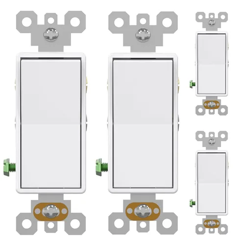 Miniatura 36 de AIDA Paquete de 1 interruptor de luz basculante Decora de 3 vías, interruptores de luz eléctricos con conexión a tierra automática de 15 amperios