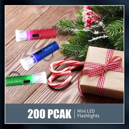Miniatura 6 de Jexine 100 piezas Mini Linterna Llavero A granel Colores Surtidos Antorcha Llavero Linternas LED Llavero Pequeño Luz de Linterna para Senderismo