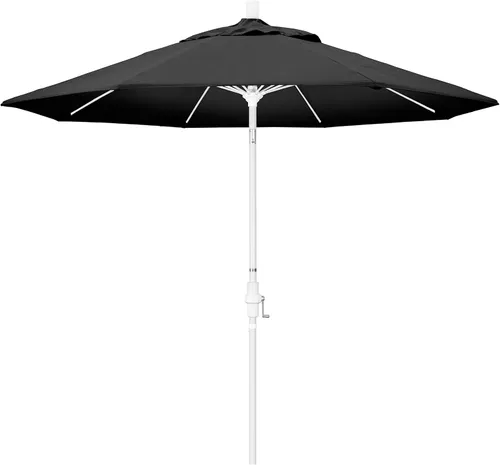 Miniatura 25 de California Umbrella paraguas de tela Olefin de 9 pies de fibra de vidrio de elevación basculante mercado de aluminio, paraguas con poste de bronce